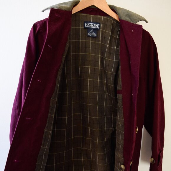 Lands End burgundy flannel lined chore coat XS-P - Picture 6 of 6